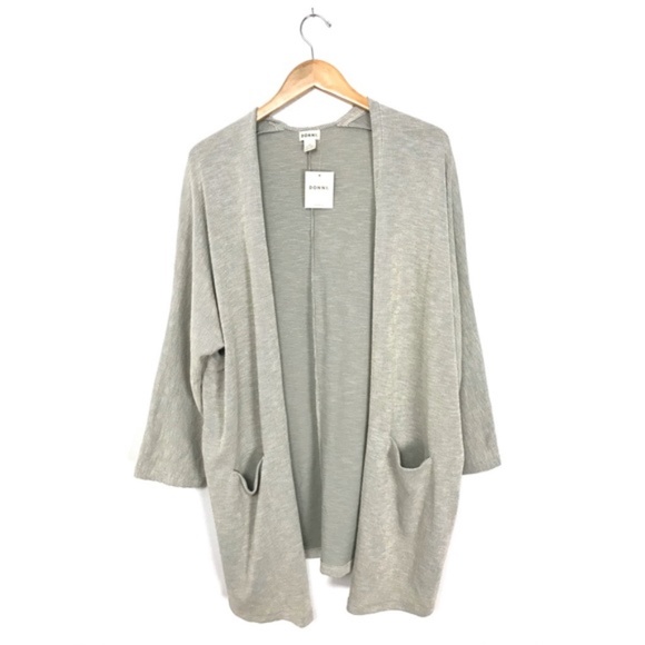 donni Sweaters - Donni Ribbed Sweater Coat Cardigan Gray NWT